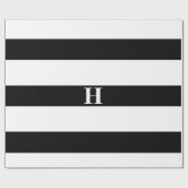 Papier Cadeau Simple Élégant noir blanc rayures Simple Monogramm (Plat)
