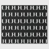 Papier Cadeau Simple Elegant noir Monogramme blanc initial (Plat)