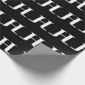 Papier Cadeau Simple Elegant noir Monogramme blanc initial (Coin)