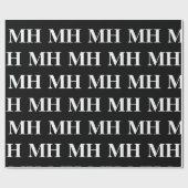 Papier Cadeau Simple Élégant noir Monogramme blanc Monogramme Wr (Plat)