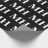Papier Cadeau Simple Élégant noir Monogramme blanc Monogramme Wr (Coin)