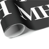 Papier Cadeau Simple Élégant noir Monogramme blanc Monogramme Wr (Coin rond)