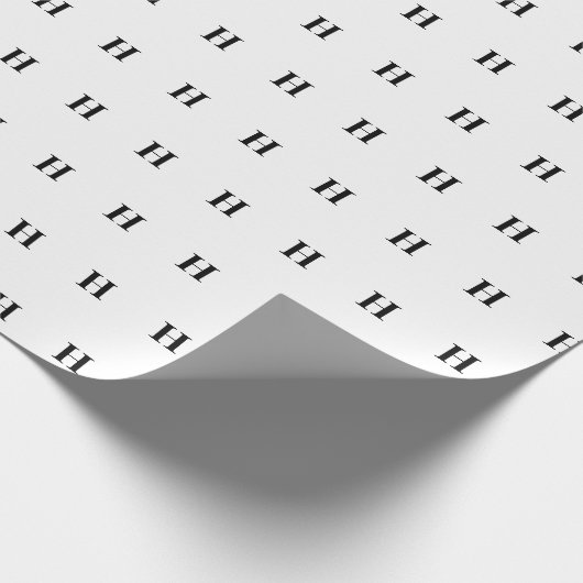 Papier Cadeau Simple Élégant noir Monogramme blanc Monogramme Wr (Coin)