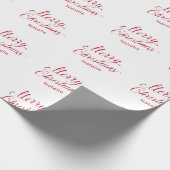 Papier Cadeau Simple élégante Rouge Script moderne Noël (Coin)