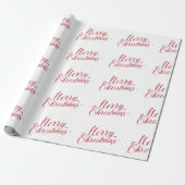 Papier Cadeau Simple élégante Rouge Script moderne Noël (Déroulé)