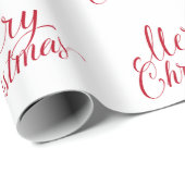 Papier Cadeau Simple élégante Rouge Script moderne Noël (Coin rond)