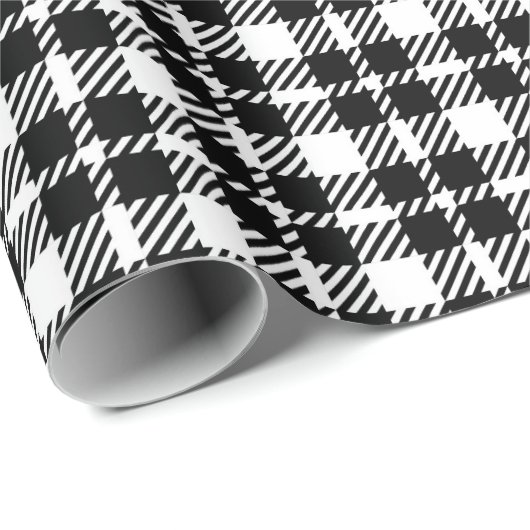 Papier Cadeau Simple en noir et blanc en vichy motif (Coin rond)