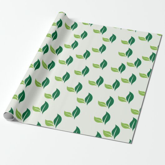 Papier Cadeau Simple feuille verte (Déroulé)
