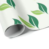 Papier Cadeau Simple feuille verte (Coin rond)