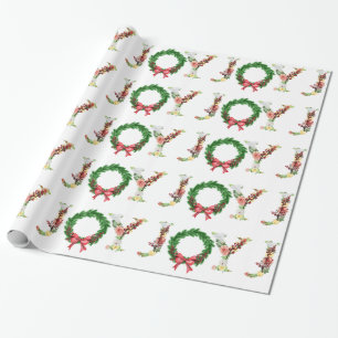 Papier Cadeau Simple fleur de Noël couronne de joie écriture fan