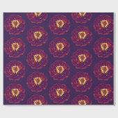 Papier Cadeau Simple Fleur de Zinnia Peinte Violet Foncé  (Plat)