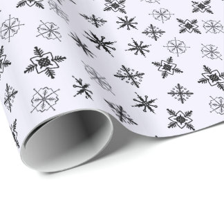 Papier Cadeau Simple Flocons de Neige Noël