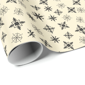 Papier Cadeau Simple Flocons de Neige Noël
