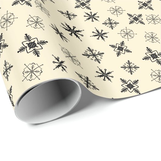Papier Cadeau Simple Flocons de Neige Noël (Coin rond)