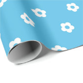 Papier Cadeau Simple Floral Pattern on Vibrant Blue Canva (Coin rond)