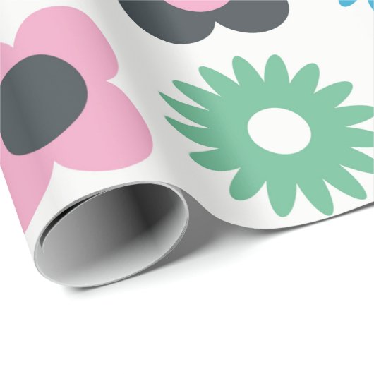 Papier Cadeau Simple flower seamless pattern design. Scandinavia (Coin rond)