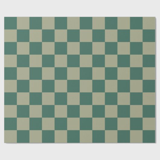 Papier Cadeau Simple Forest Green et Sage Checkerboard Motif (Plat)