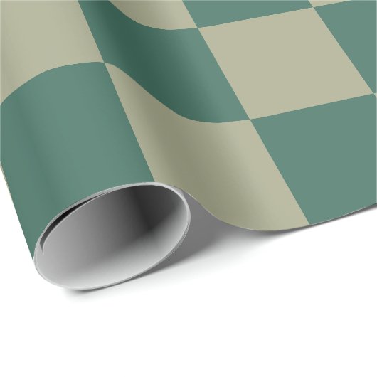 Papier Cadeau Simple Forest Green et Sage Checkerboard Motif (Coin rond)