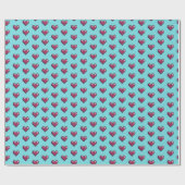 Papier Cadeau Simple forme de coeur Motif d'art Pixel rouge (Plat)