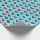 Papier Cadeau Simple forme de coeur Motif d'art Pixel rouge (Coin)