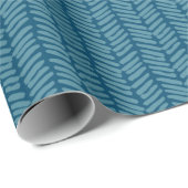 Papier Cadeau Simple Fun Motif d'art en zigzag bleu sarcelle fon (Coin rond)