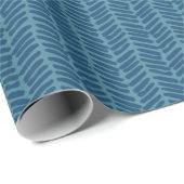 Papier Cadeau Simple Fun Motif d'art en zigzag bleu sarcelle fon (Coin rond)