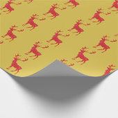 Papier Cadeau Simple Gold Red Reindees Noël Motif Noël (Coin)