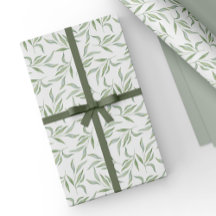 Simple Green Watercolor Leaves Botanical Pattern