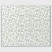 Papier Cadeau Simple Green Watercolor Leaves Botanical Pattern (Plat)