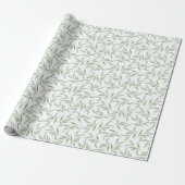 Papier Cadeau Simple Green Watercolor Leaves Botanical Pattern (Déroulé)