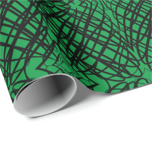 Papier Cadeau Simple Gribouillis Carrelage Miroir Vert