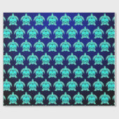 Papier Cadeau Simple jolie tortue bleu turquoise turquoise (Plat)