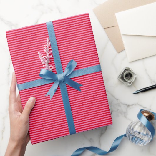 Papier Cadeau Simple mignon rose étroit Motif rayé chic (Cadeaux)