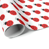 Papier Cadeau Simple mignon rouge minuscule motif de Ladybug noi (Coin rond)