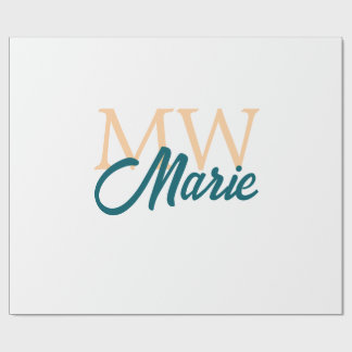 Papier Cadeau simple minimal add name monogram orange blue bold