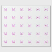 Papier Cadeau simple minimal ajouter nom monogramme rose rouge (Plat)