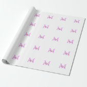 Papier Cadeau simple minimal ajouter nom monogramme rose rouge (Déroulé)