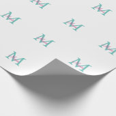 Papier Cadeau simple minimal ajouter nom monogramme vert rose bl (Coin)