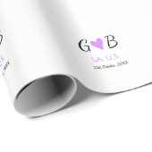 Papier Cadeau SIMPLE MINIMAL ajouter votre nom de couple nom de  (Coin rond)