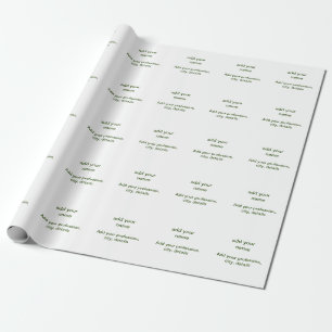 Papier Cadeau Simple minimal vert ajoutez votre texte nom photo