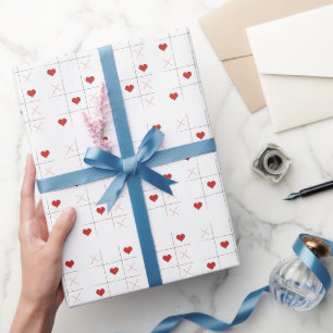 Papier Cadeau Simple minimaliste tic-tac-toe Saint-Valentin