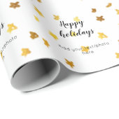 Papier Cadeau simple minimum ajouter votre texte photo heureux v (Coin rond)