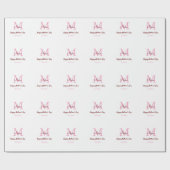 Papier Cadeau simple minimum de jour mère monogramme nom rose te (Plat)