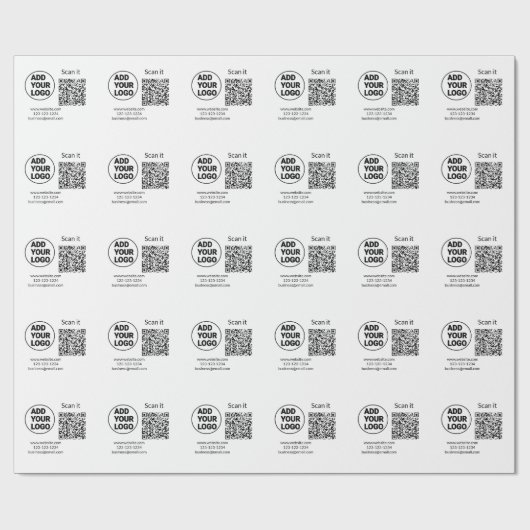Papier Cadeau Simple minimum q r code ajouter logo code d'analys (Plat)