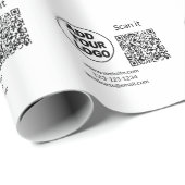 Papier Cadeau Simple minimum q r code ajouter logo code d'analys (Coin rond)