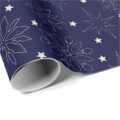 Papier Cadeau Simple Modern Navy Bleu mignon Motif de Noël (Coin rond)