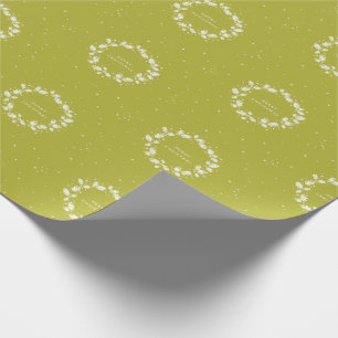 Papier Cadeau Simple moderne Acier vert Noël Holly Wreath