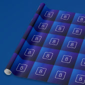 Papier Cadeau Simple moderne bleu foncé Ombre dégradé et monogra