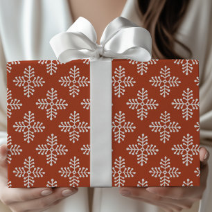 Papier Cadeau Simple Moderne Flocon de Neige de Noël Rouge et Bl