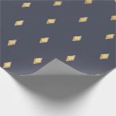 Papier Cadeau Simple moderne Gold Diamond Motif bleu marine (Coin)